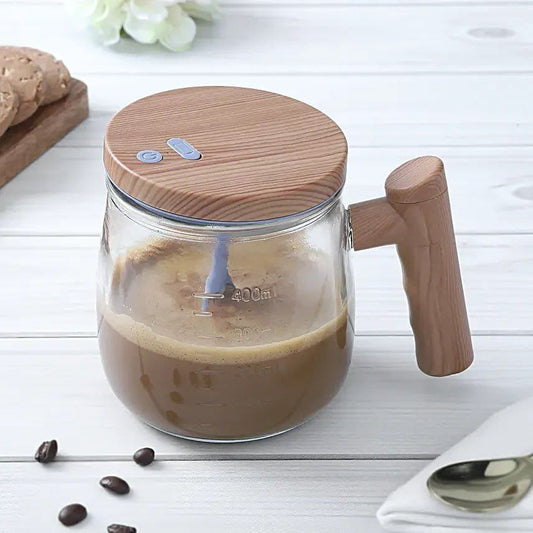 COFFEE MUG wooden ELECTRIC SELF STIRRING COFFEE MIXING MUG CUP